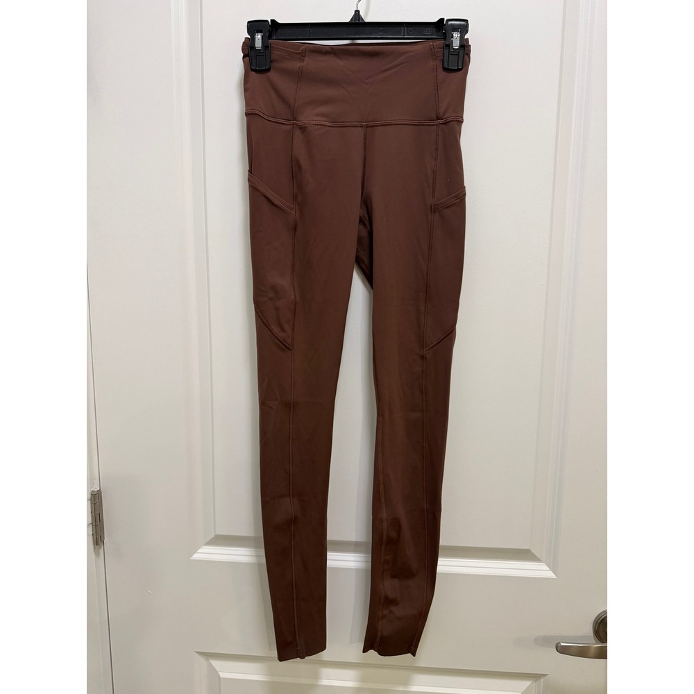 Lululemon All the Right Places High Rise Leggings Brown Size 4 Side Pockets 28in